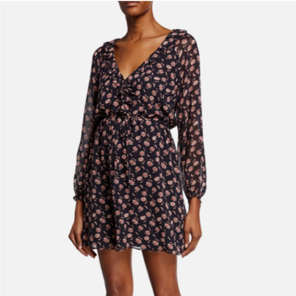 JOIE Marelle Floral Tie-Waist Silk A-Line Dress